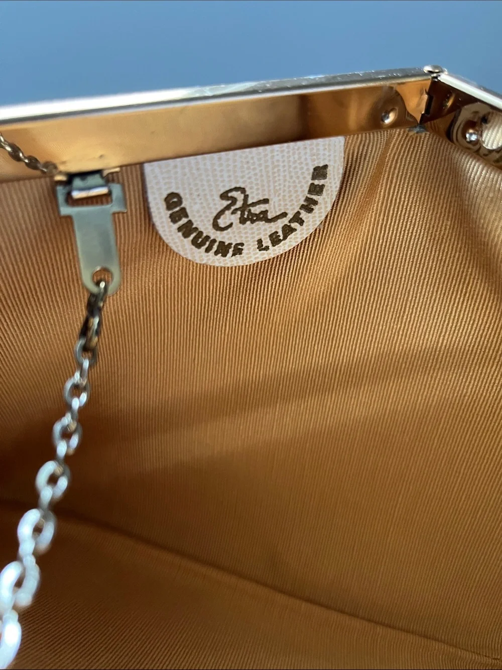 Etra Vintage Cream Leather Embossed Snakeskin Pattern - Like New